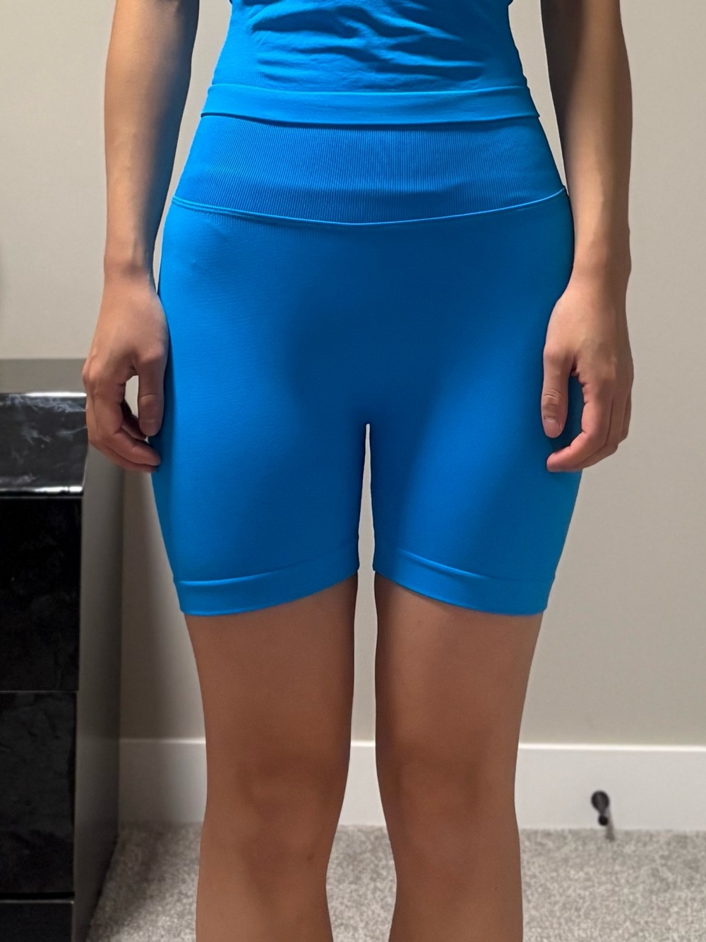 Vibrant Blue Seamless Electric Blue Biker Active wear Athletic Shorts